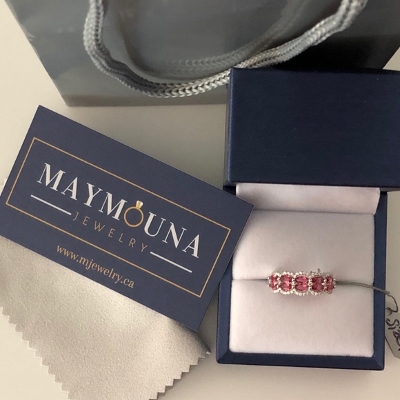 STERLING SILVER MARQUISE & ROUND CUT RUBY CZ RING - Picture 5 of 8